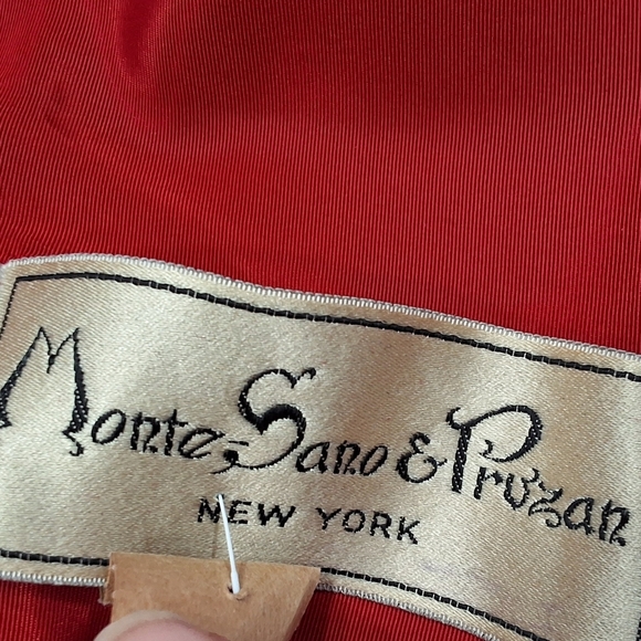 Monte-Sano & Pruzan~Women VTG 60s Red Swing Coat~NY Couture~Open Front~ONE SIZE - Picture 3 of 10
